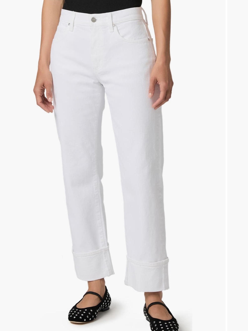 NEW - Paige Morgan Cuffed Ankle Straight Leg Jean White - 26